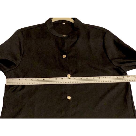 Unbranded Black Womens Elegant Dress Blouse Gold Tone Button Front Closure XL - Picture 5 of 9
